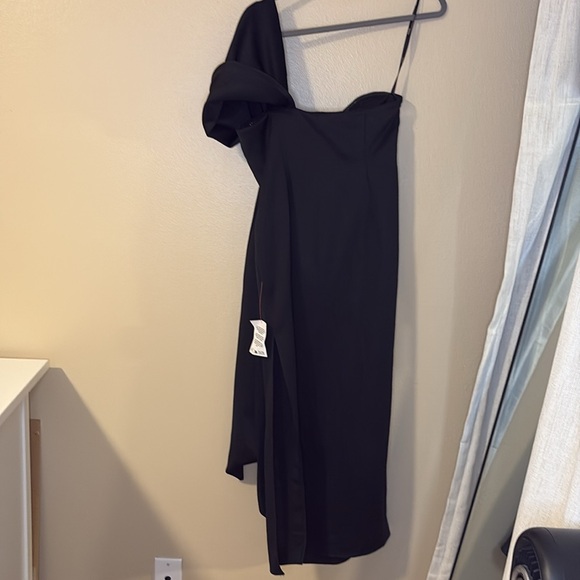 ASOS DESIGN scuba off the shoulder bow detail midi dress in black size 8 - Picture 11 of 13